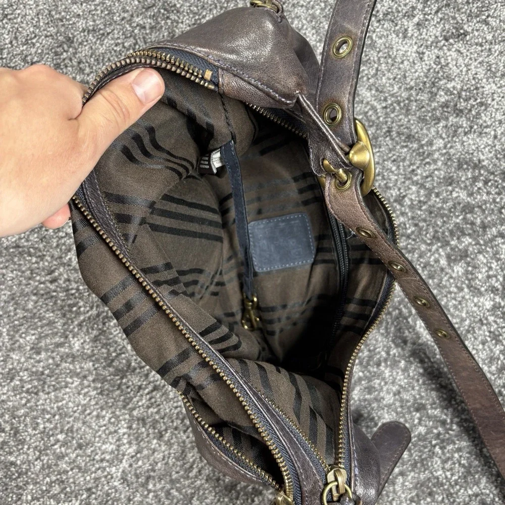 Frye Melissa Crescent Hobo Bag Slouchy Shoulder Bag Brown Genuine Leather